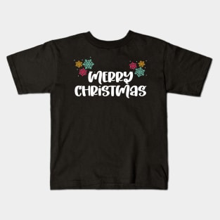 Merry Christmas Snowflakes Design Kids T-Shirt